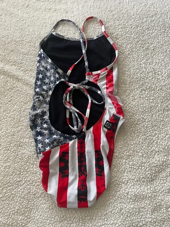 Jolyn American Flag Stars & Stripes One-Piece Swimsuit Red White Blue Jackson 3 - Picture 2 of 10